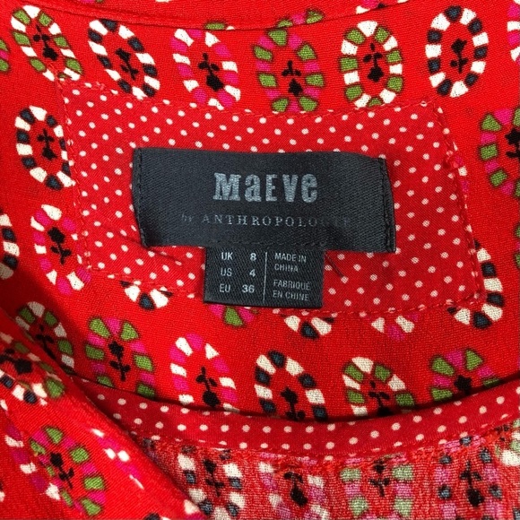 MAEVE Vicki Sleeveless shirt dress red Asymmetrical hem Size 4 - Picture 3 of 5